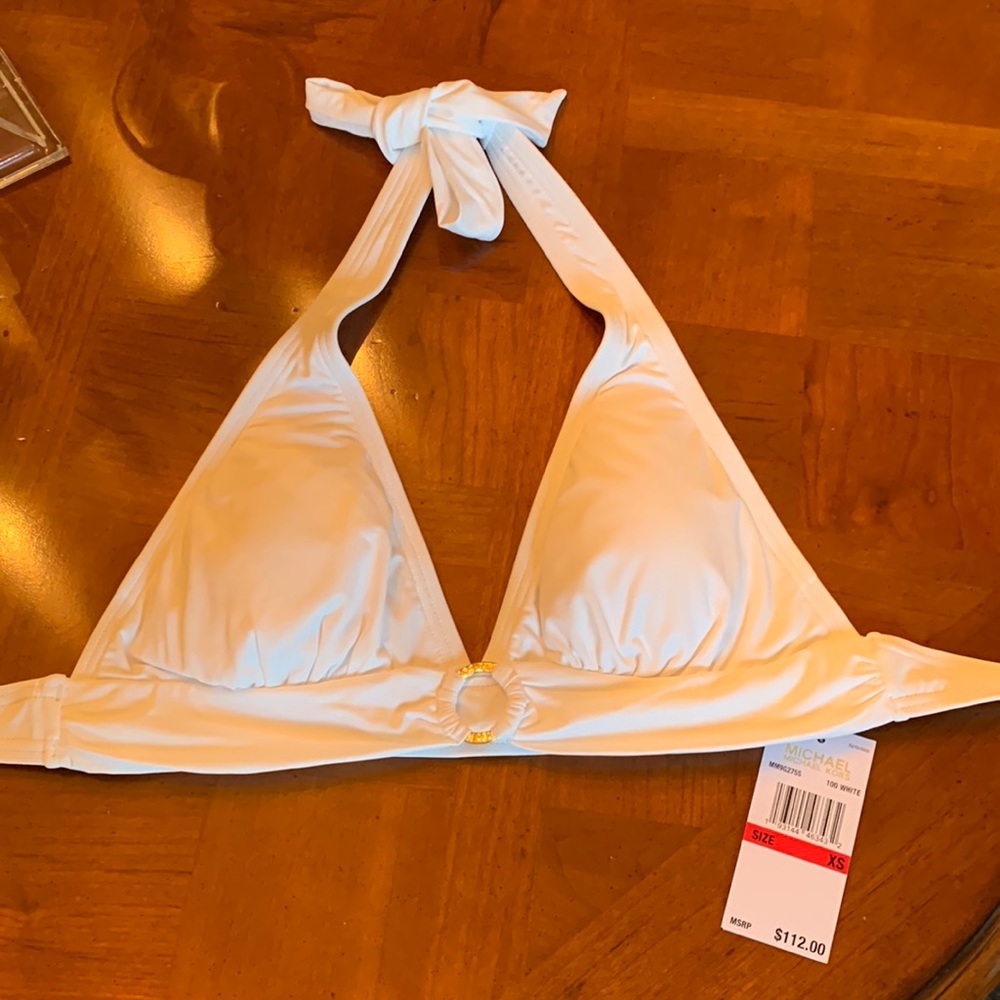 NWT Michael Kors white halter style bikini top. Extra small. Never been worn.